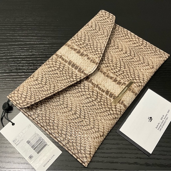Brahmin Envelope Clutch TAUPE & TAN Snake Pattern Leather NWT - Picture 5 of 7